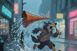 搞笑瞬间：雨中被淋成落汤鸡